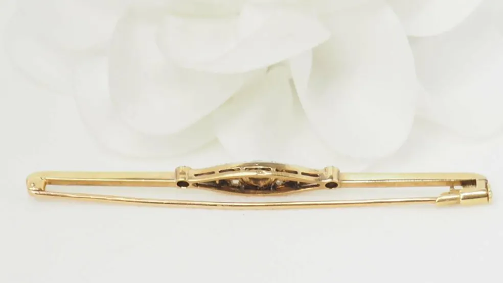 Broche barrette Or Rubis et Diamants