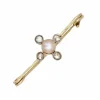 Broche barrette perle fines et diamants taillés en rose