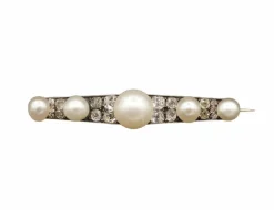 Broche Barrette Perles fines et Diamants