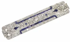 Broche barrette platine diamant et saphir
