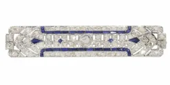 Broche barrette platine diamant et saphir