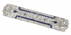 Broche barrette platine diamant et saphir
