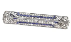 Broche barrette platine diamant et saphir