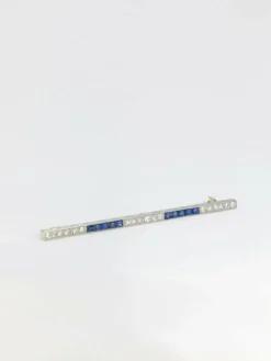 Broche barrette saphirs & diamants