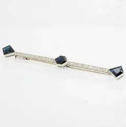 Broche barrette saphirs et diamants