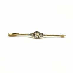 Broche barrette XIXème or jaune diamants