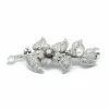 Broche branche florale or blanc diamants et perles