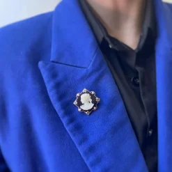 Broche Camée - Or jaune, diamants et perles