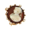 Broche camée, agate, diamants