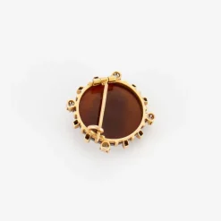 Broche camée, agate, diamants
