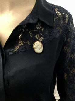 Broche Camée Coquillage Or