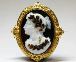 Broche Camée Flora Onyx