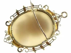Broche camée, monture émaillée