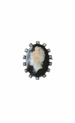 Broche Camée Onyx et Diamants