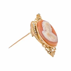 Broche Camée Or rose Perle, Agate