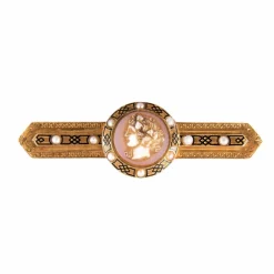 Broche Camée Perles émail