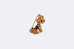 Broche caniche artisanale en or jaune