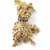 Broche chien ébouriffé or jaune