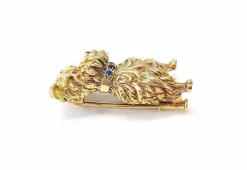 Broche chien ébouriffé or jaune