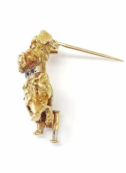 Broche chien ébouriffé or jaune