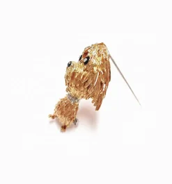 Broche chien or et diamants