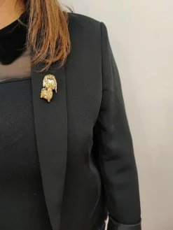 Broche chien or et diamants
