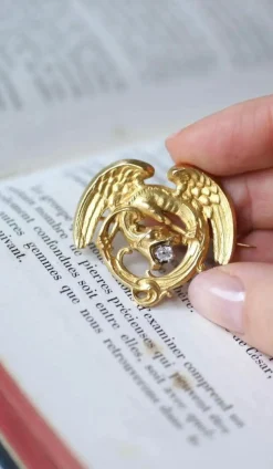 Broche Chimère Ancienne Or et Diamant