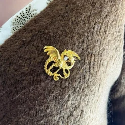 Broche Chimère Or Jaune et Diamants