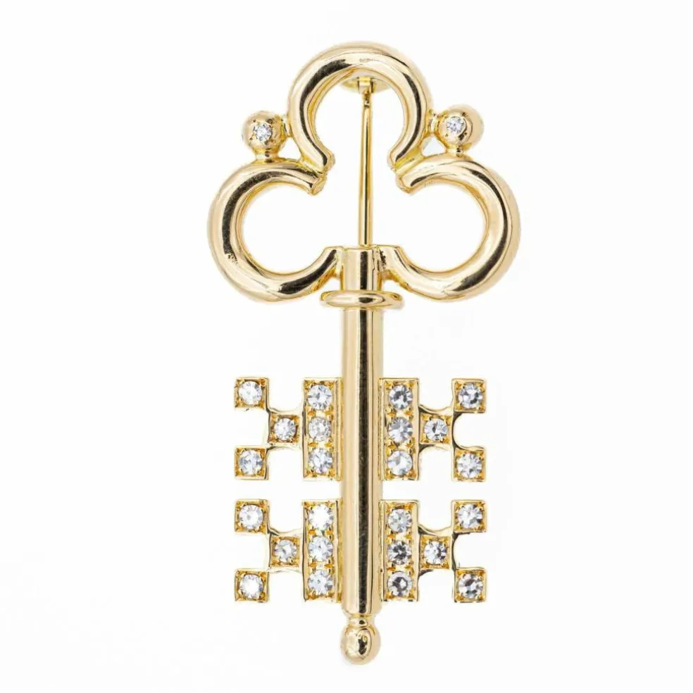 Broche Clé Or jaune Diamant