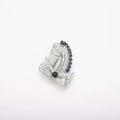 Broche Clip Diamants Saphirs
