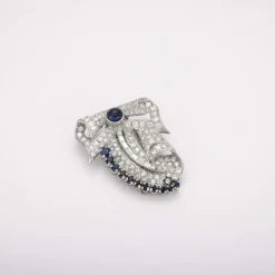 Broche Clip Diamants Saphirs