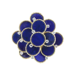 Broche Cocktail Diamants et Lapis Lazuli