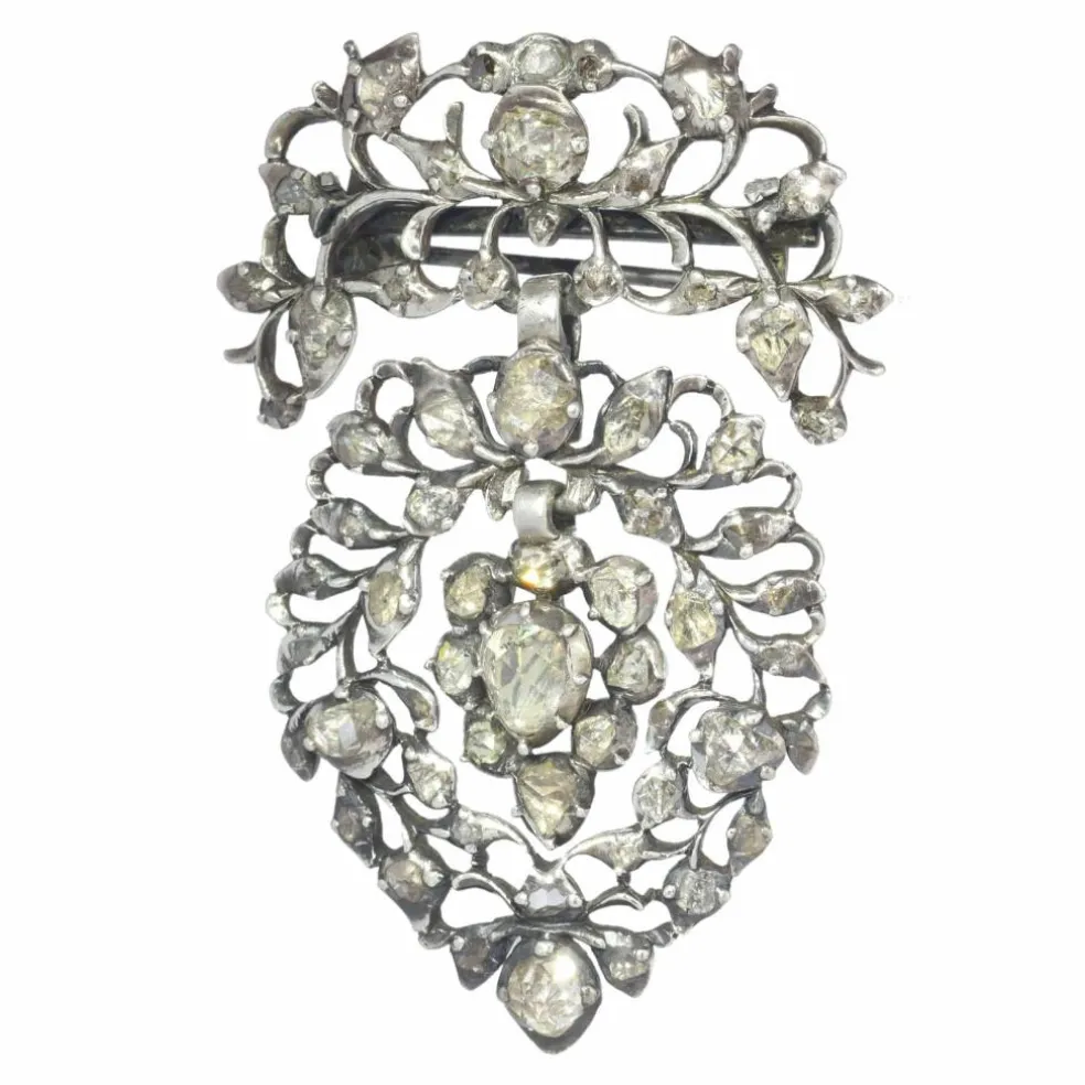 Broche coeur flamand Diamants 18ème siècle