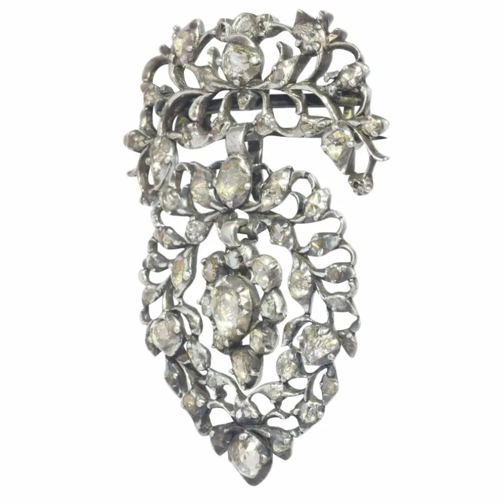 Broche coeur flamand Diamants 18ème siècle