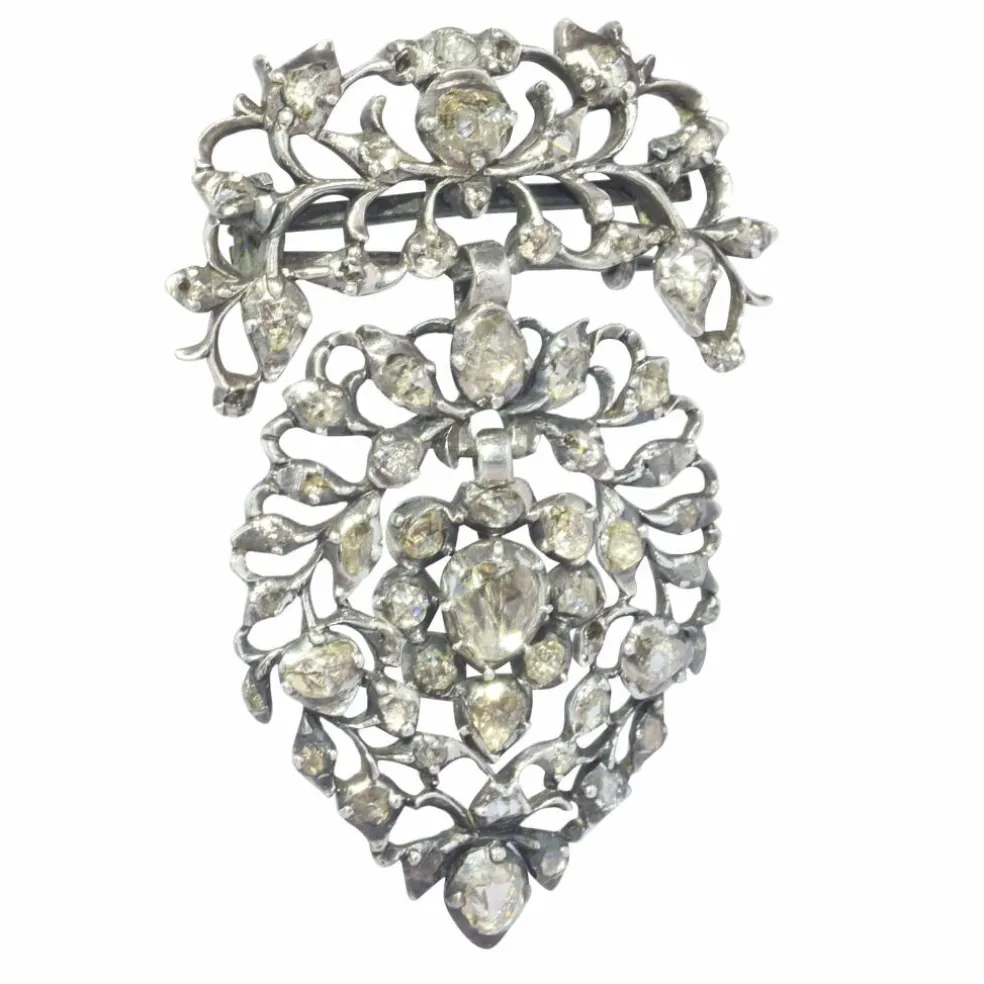 Broche coeur flamand Diamants 18ème siècle
