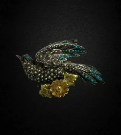 Broche colombe avec micro perles et turquoise