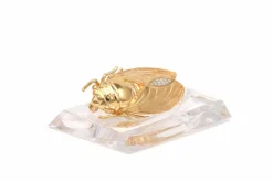 Broche contemporaine en or jaune et blanc 18 carats sertie de diamants