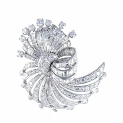 Broche Coquille Diamants Or & Platine