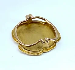 Broche coulant en or jaune 18 carats, profil de femme, époque Art Nouveau