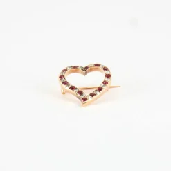 Broche Cœur Rubis Diamants Fin 19ème siècle