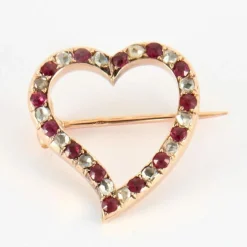 Broche Cœur Rubis Diamants Fin 19ème siècle