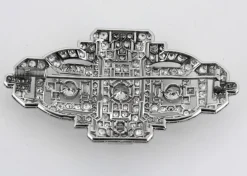 Broche de style Art déco, platine et diamants