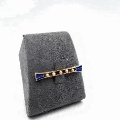 Broche Demi-Perles Email Bleu Or