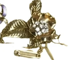 Broche diamant Aubépine et or jaune