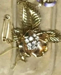 Broche diamant Aubépine et or jaune