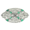 Broche diamant et émeraude