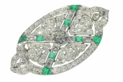 Broche diamant et émeraude