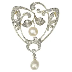 Broche diamant et perle