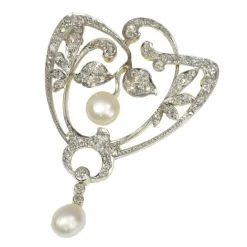 Broche diamant et perle