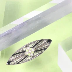 Broche diamant onyx et perle